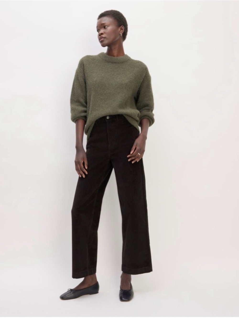 Everlane The Corduroy High Rise Wide Leg Pant black sz 10